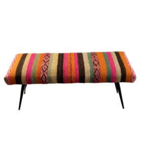 Ethnic Fabric Accent Bench - Earth