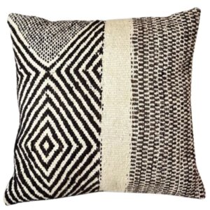 Vibrant Boho Pillow, Hand-Woven, natural hair colors