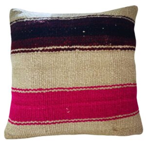 ibrant Boho Pillow, Hand-Woven, Natural Hair Colors