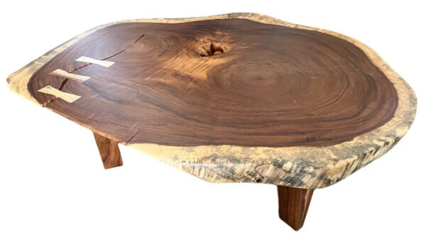 Forest Coffee Table Oblong V Legs Natutal Wood (50 W x 18.5 H x 41 D) - Live Edge